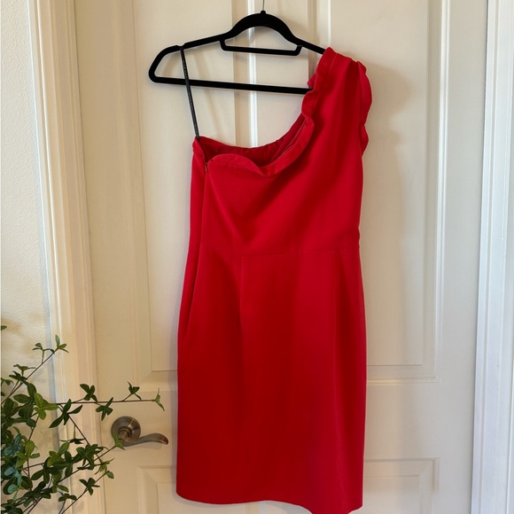 Black Halo One Shoulder Dress With Ruffles Red Size 10 Valentines Day Love - Picture 2 of 4